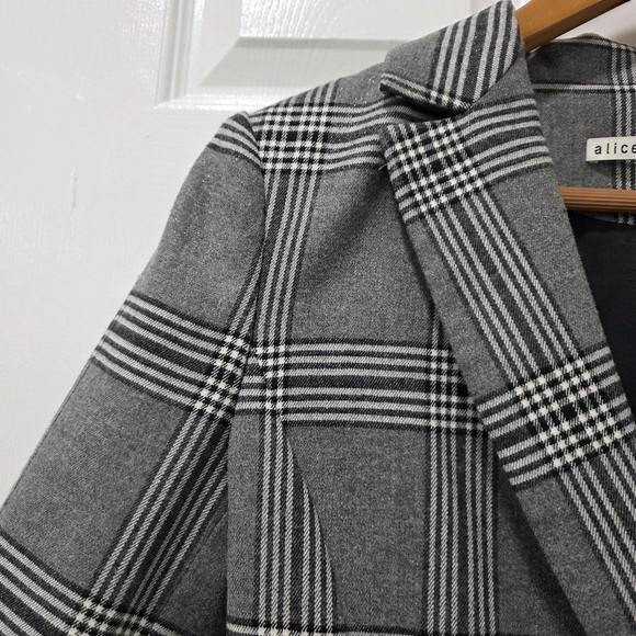 Alice + Olivia Paulene Plaid Wool Blend French Cuff Sparkle Blazer Size 2 - Picture 6 of 17